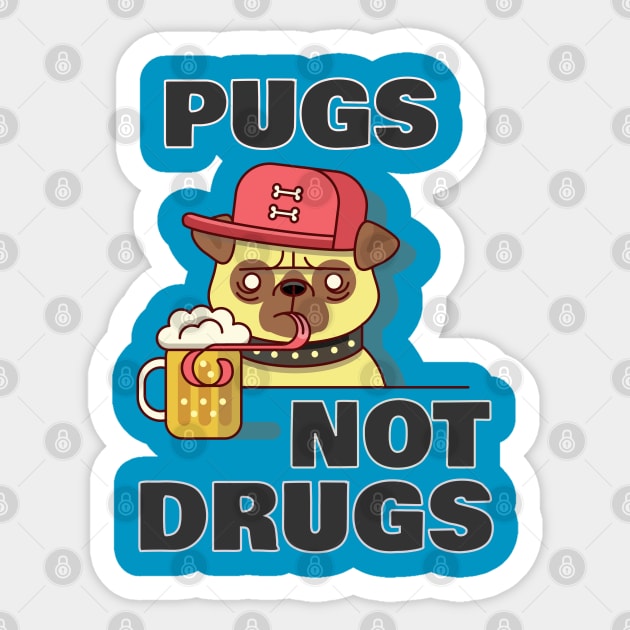 pugs not drugs Sticker by UniqueDesignsCo